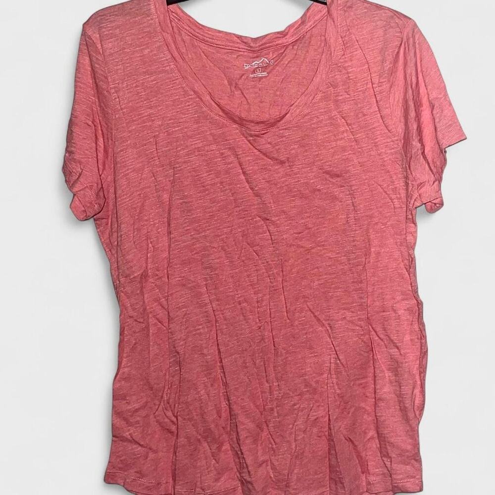 Eddie Bauer Muted Red Space Dye Casual Crewneck Short Sleeve Shirt - Size L